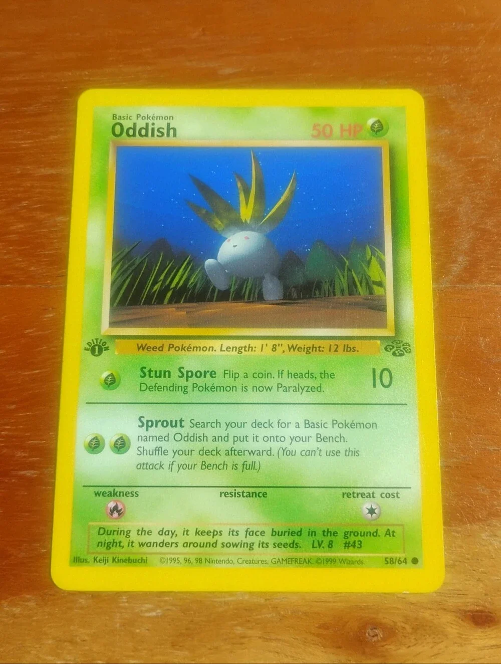 LP WOTC 1999 1st Edition Oddish 58/64 Jungle Set Pokemon Card